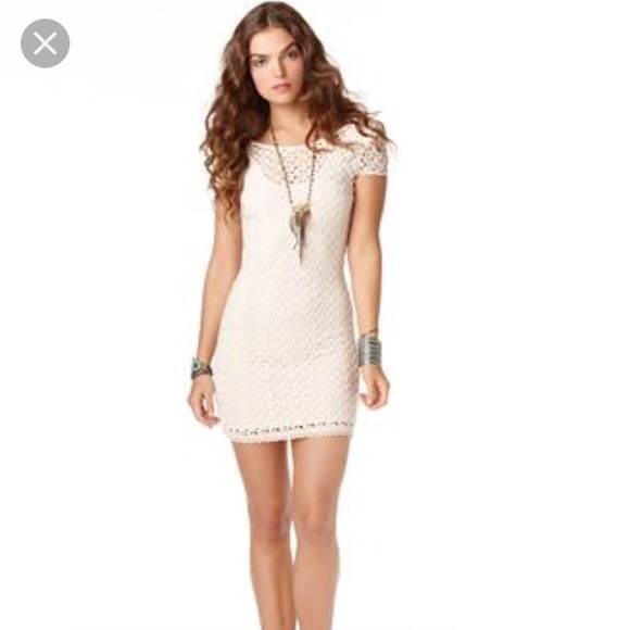Free People Crochet cream body con dress small - Picture 7 of 7
